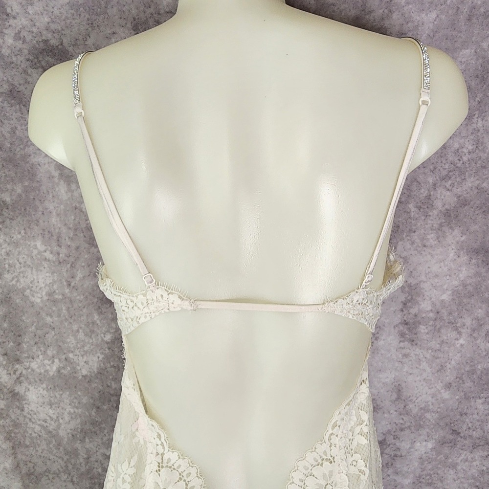 Victoria's Secret Slip Dress Women Medium Ivory Floral Lace Open Back Chemise - Picture 10 of 10